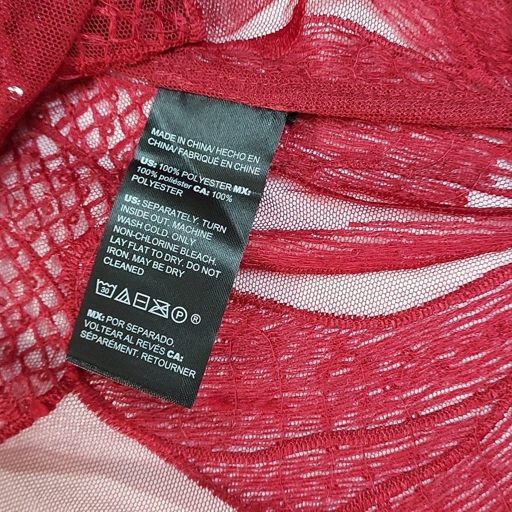 NWT Chicos Travelers Elegant Red Lace Overlay with Dress Cherry Color Sz 2 - Picture 10 of 15
